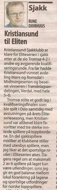 Sjakkspalta i Aftenposten 4/4-2009